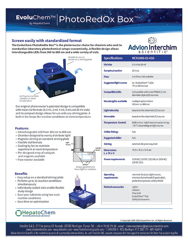 Cat_EvoluChem_Photoreactors_LEDs_Accessories_Hepatochem_Advion_Interchim_Scientific_0424